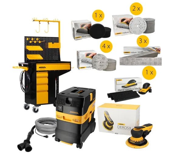 Mirka Smart Cart IV Premium-Paket für professionelle Schleif-, Staubabsaug- und Oberflächenbearbeitungsprozesse 