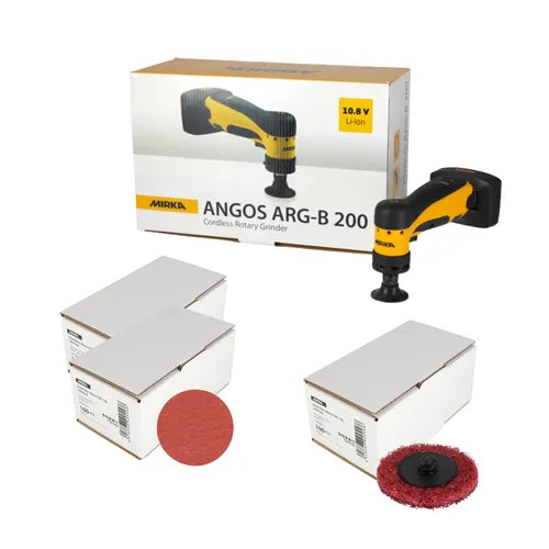 Mirka ANGOS-Set akkubetriebener Winkelschleifer mit Quick Discs