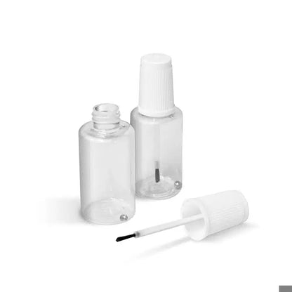 Kunststoffflasche mit Schraubverschluss und integriertem Pinsel für schnelle und leichte Ausbesserungen.
