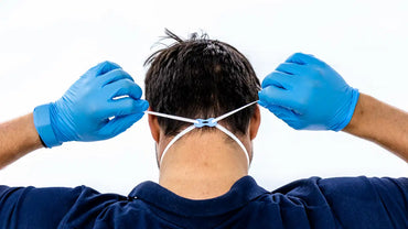 FINIXA Feinstaubmaske FFP3 mit Ventil Ansicht von hinten - mit praktischer Bindungsmöglichkeit im Nacken